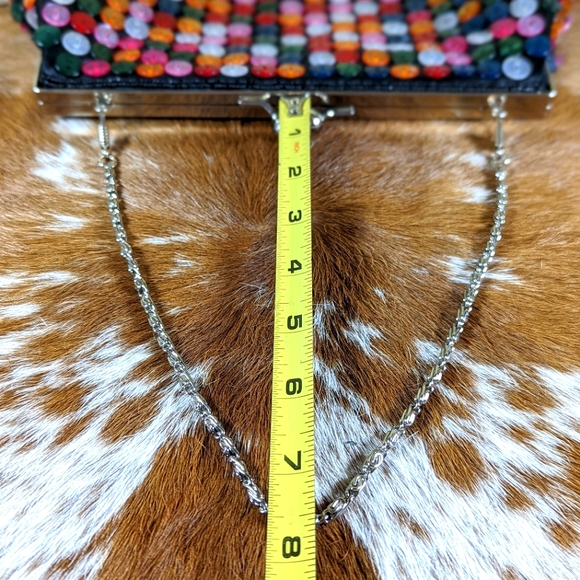 Satin Kisslock Multi Color Button Handbag - Picture 4 of 5